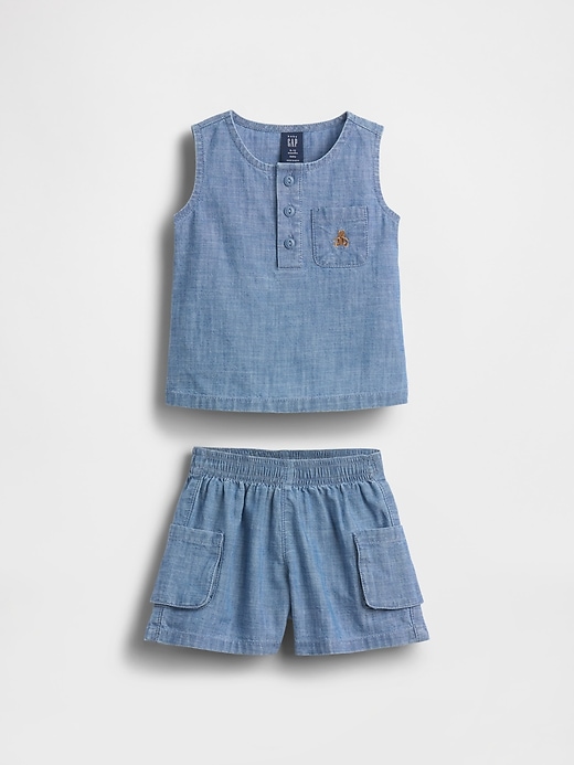 Image number 1 showing, Baby Pocket Denim Outfit Set