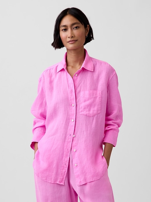 Image number 1 showing, 100% Linen Oversized Shirt