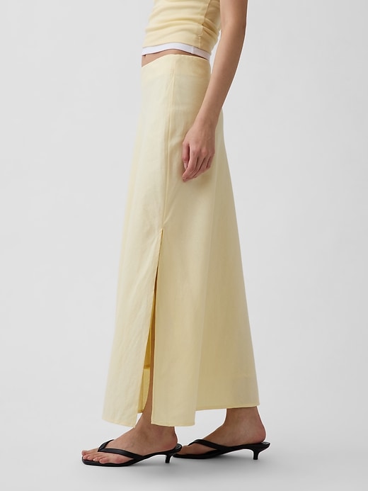 Image number 3 showing, Linen-Blend Maxi Slip Skirt