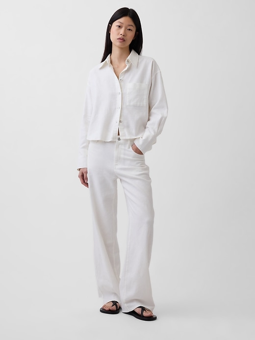 Image number 1 showing, Linen-Cotton Wide-Leg Pants