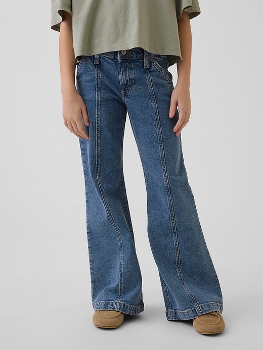 Image number 3 showing, Kids Low Rise Seamed Relaxed Flare Jeans