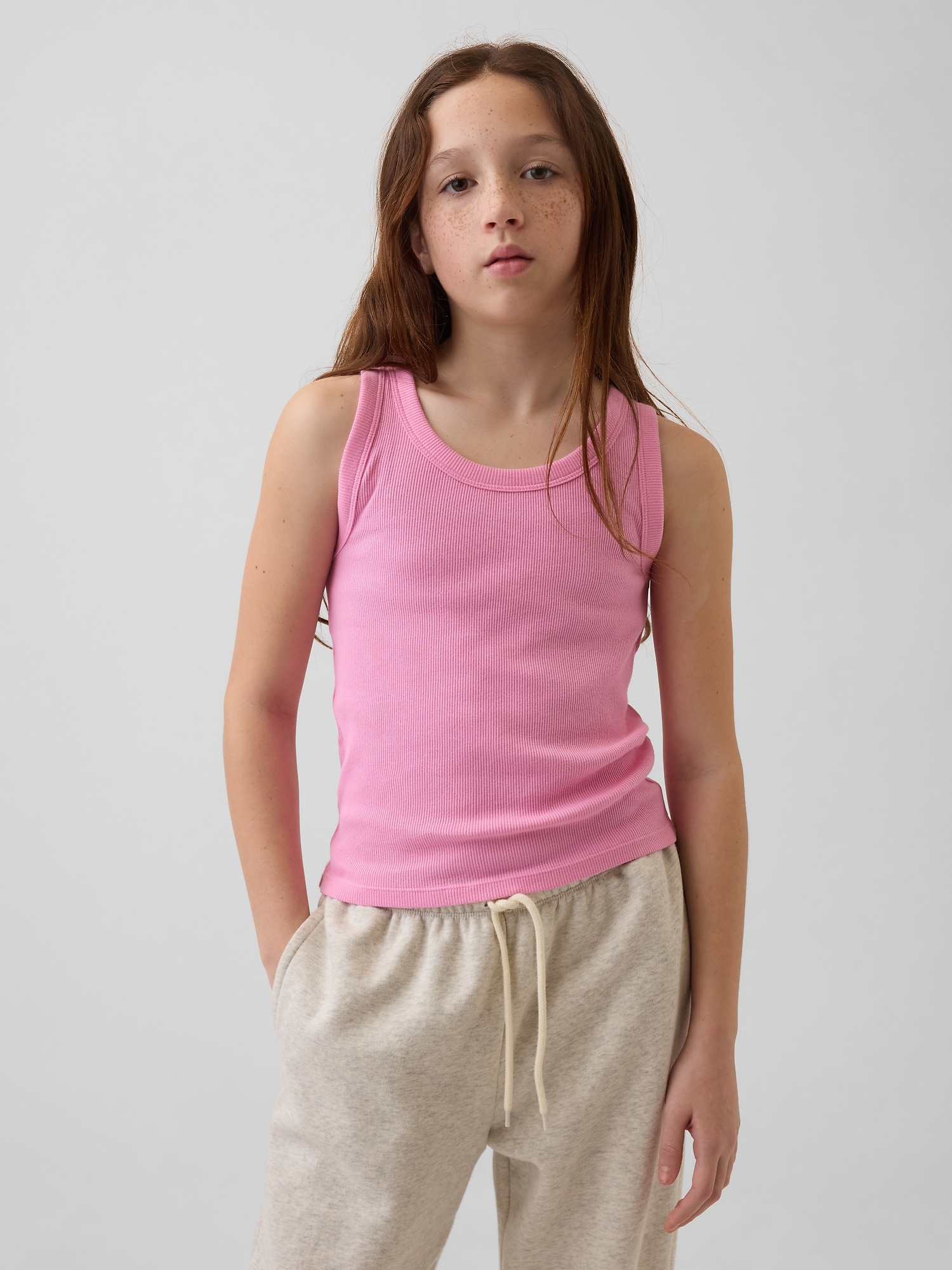CAMISOLE CÔTELÉE À ENCOLURE DÉGAGÉE POUR ENFANT