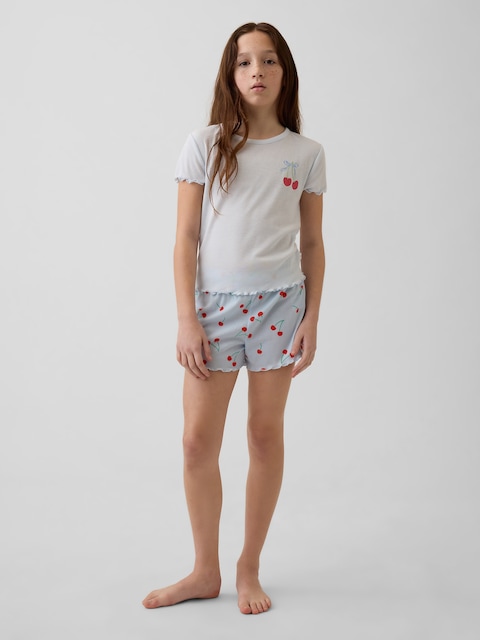 PYJAMA COURT CÔTELÉ EN MATIÈRE RECYCLÉE POUR ENFANT
