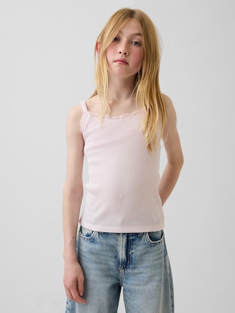Kids Waffle Lace-Trim Cami