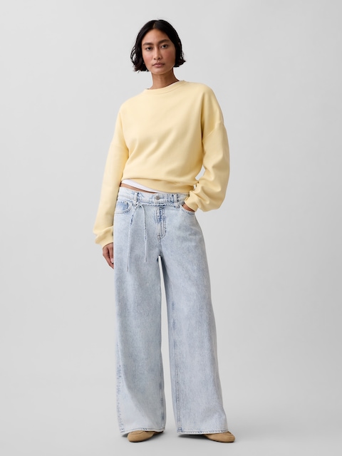 Mid Rise UltraSoft Baggy Micro Belt Jeans
