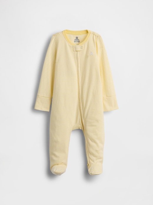 Image number 1 showing, Baby Organic Cotton Footed Zip One-Piece