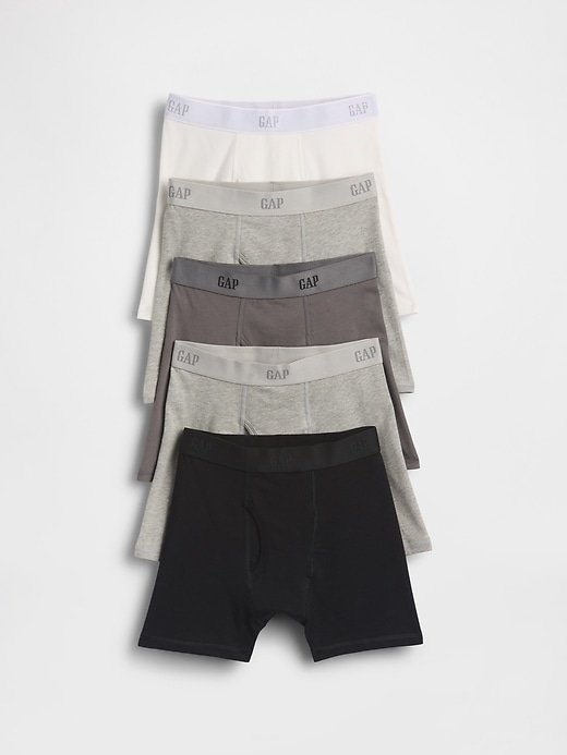 L'image numéro 1 présente Caleçon boxeur en coton biologique extensible à logo pour Enfant (paquet de 5)