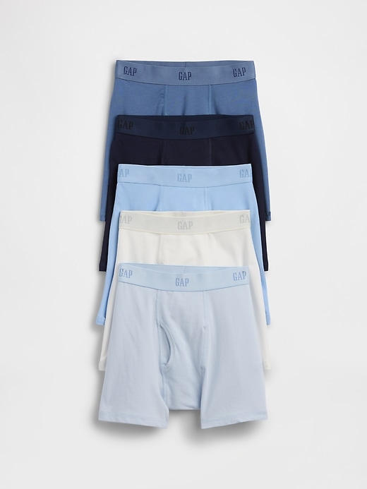 Image number 1 showing, Kids Organic Stretch Cotton Logo Boxer Briefs (5-Pack)