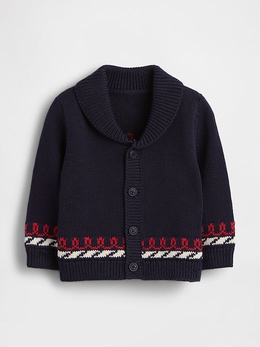 Image number 1 showing, Baby Nautical Shawl Cardigan Sweater