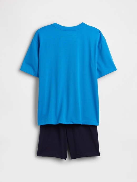 Image number 2 showing, Kids Recycled Oversized Soccer PJ Short Set