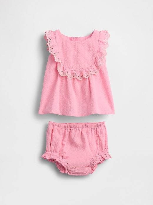 Image number 1 showing, Baby Eyelet Ruffle Outfit Set