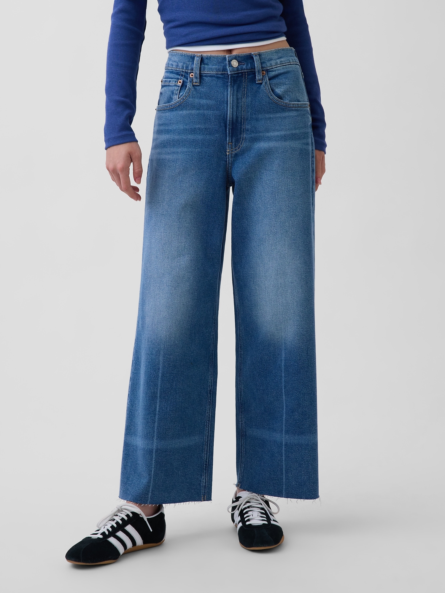 High Rise Stride Wide-Leg Ankle Jeans