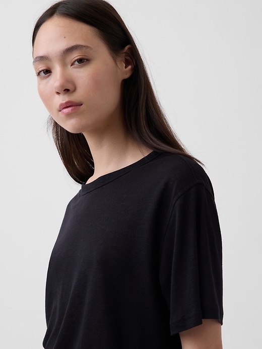 Image number 4 showing, Linen-Blend Relaxed T-Shirt