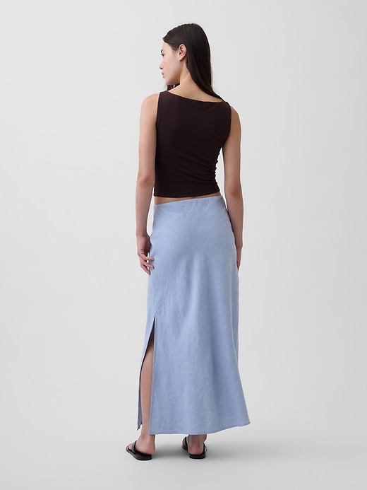 Image number 2 showing, Linen-Blend Maxi Slip Skirt