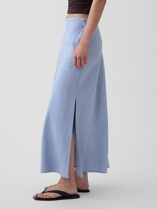 Image number 3 showing, Linen-Blend Maxi Slip Skirt