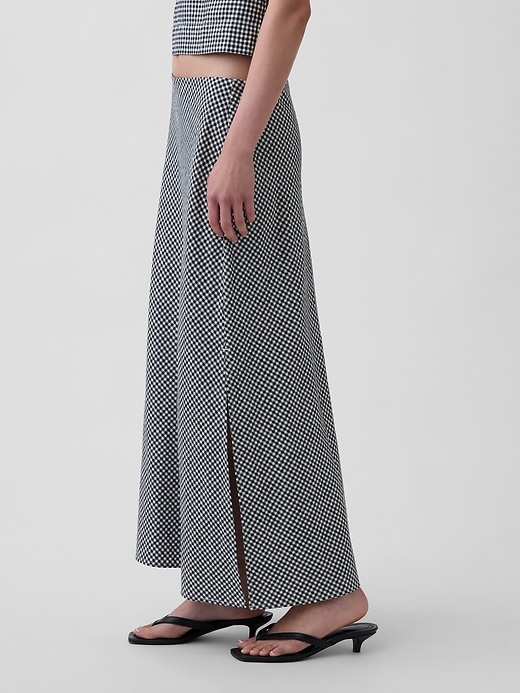 Image number 3 showing, Linen-Blend Maxi Slip Skirt