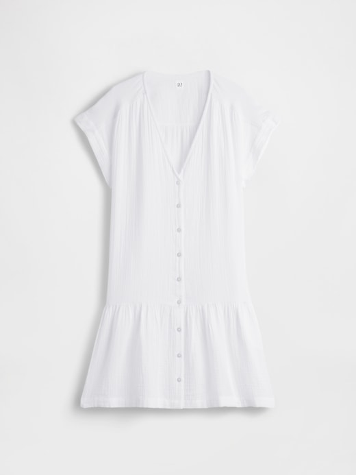 Image number 5 showing, Cotton Gauze V-Neck Tunic Dress