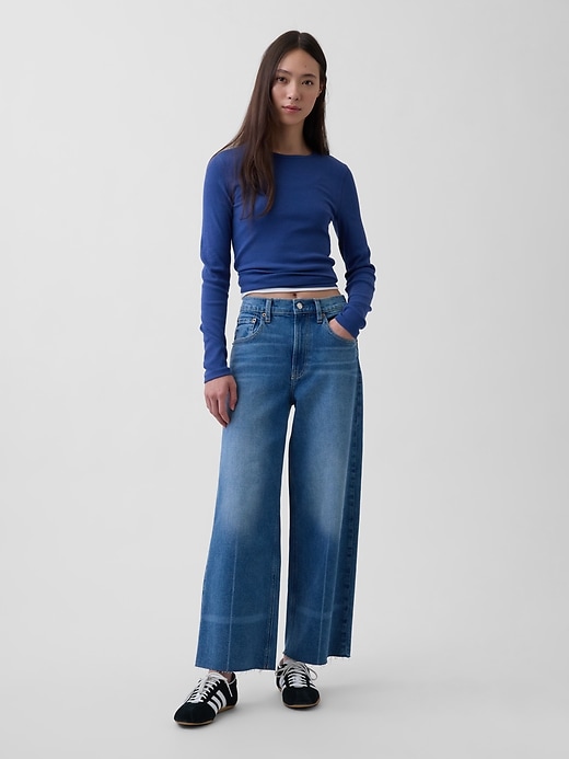 Image number 1 showing, High Rise Stride Wide-Leg Ankle Jeans