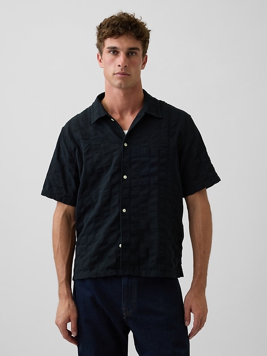 Image number 1 showing, Dobby Relaxed Straight-Hem Shirt