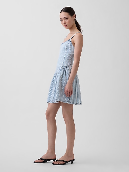 Image number 3 showing, UltraSoft Denim Stripe Drop-Waist Mini Dress