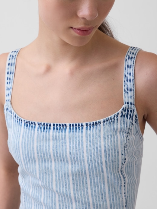 Image number 4 showing, UltraSoft Denim Stripe Drop-Waist Mini Dress