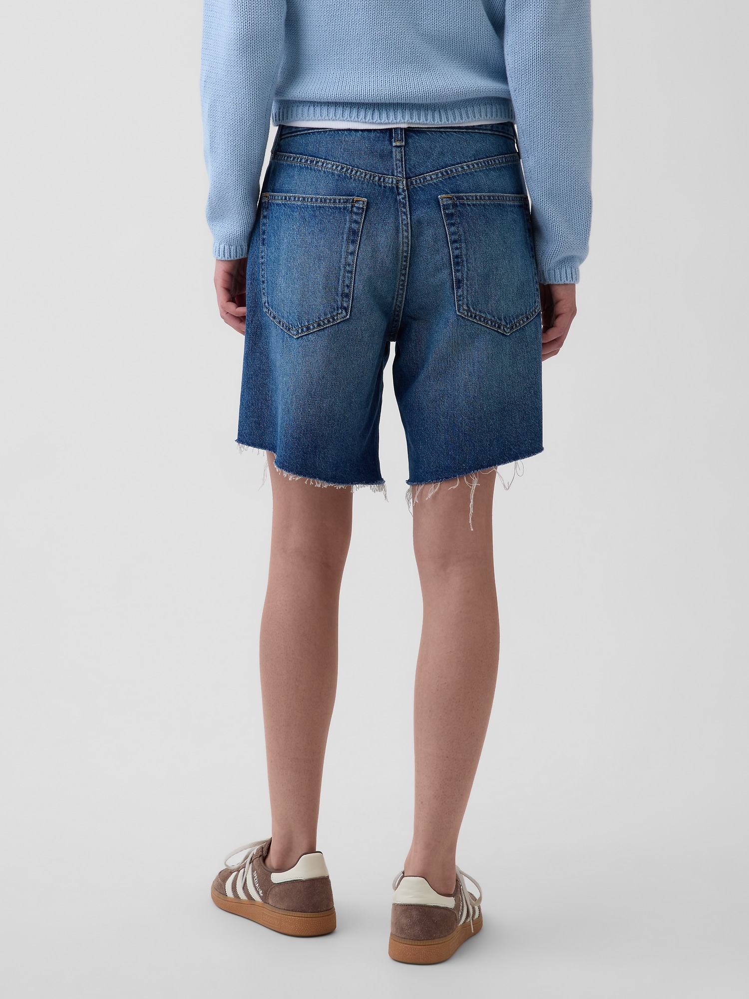 Mid Rise Loose Denim Bermuda Shorts