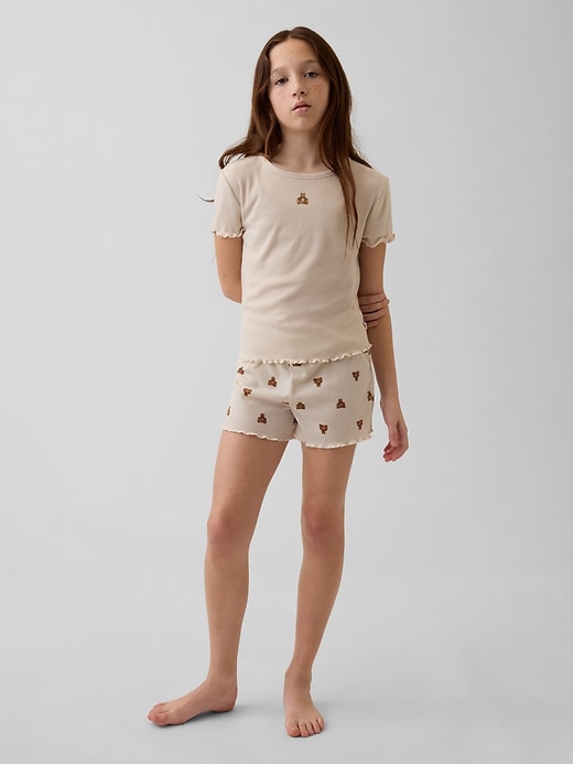 Image number 1 showing, Kids Recycled Rib Brannan Bear PJ Short Set
