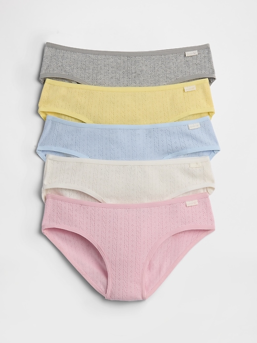 Image number 1 showing, Kids Organic Cotton Pointelle Bikini Briefs (5-Pack)