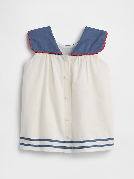 Image number 2 showing, Baby Linen-Cotton Sailor Dress