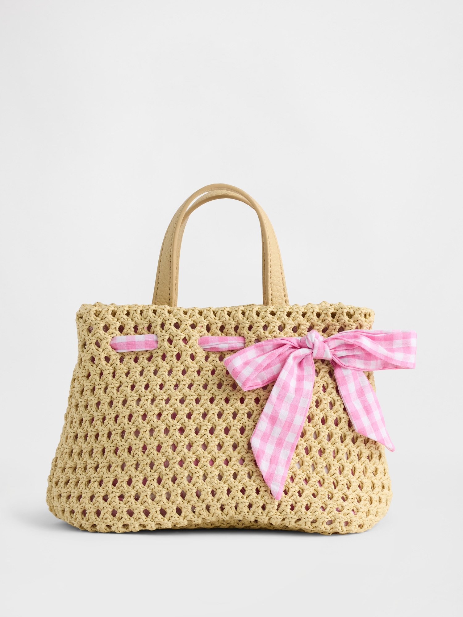 SAC DE PAILLE À BOUCLE GUINGAN POUR TOUTE-PETITE