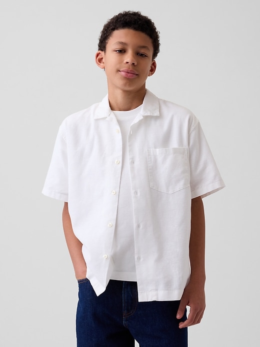 Image number 1 showing, Kids Linen-Cotton Relaxed Vacay Shirt
