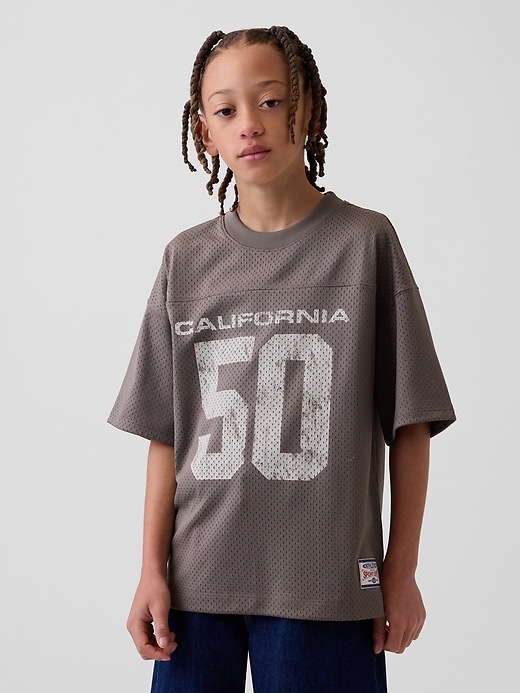 Image number 1 showing, Kids Mesh Oversized Graphic Jersey T-Shirt