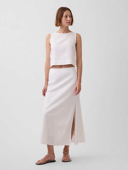 Image number 1 showing, Linen-Blend Maxi Slip Skirt