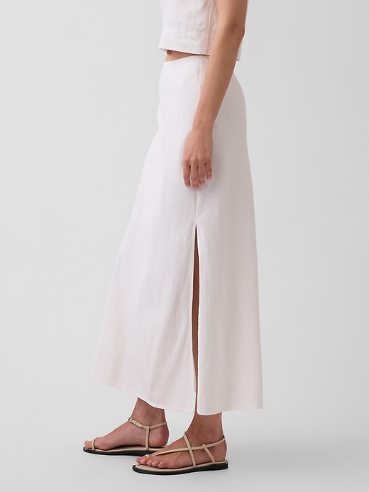 Image number 3 showing, Linen-Blend Maxi Slip Skirt