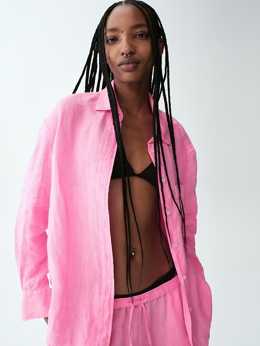 Image number 6 showing, 100% Linen Oversized Shirt