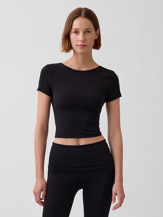 Image number 1 showing, GapFit Smooth Reversible Wrap Crop Top