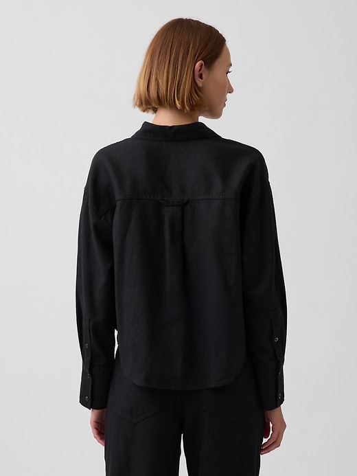 Image number 3 showing, Linen-Cotton Oversized Shirt