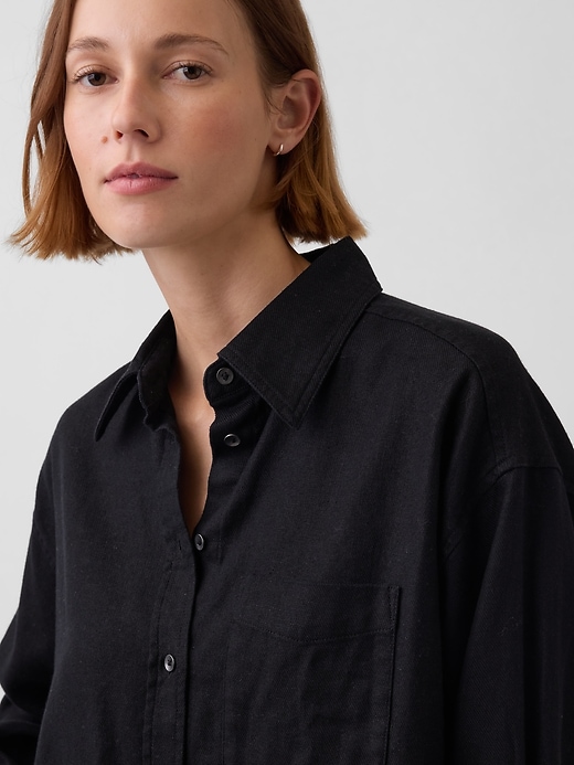 Image number 4 showing, Linen-Cotton Oversized Shirt