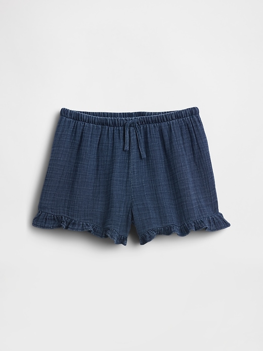 L'image numéro 2 présente Short confort en denim de gaze de coton à volants pour Enfant