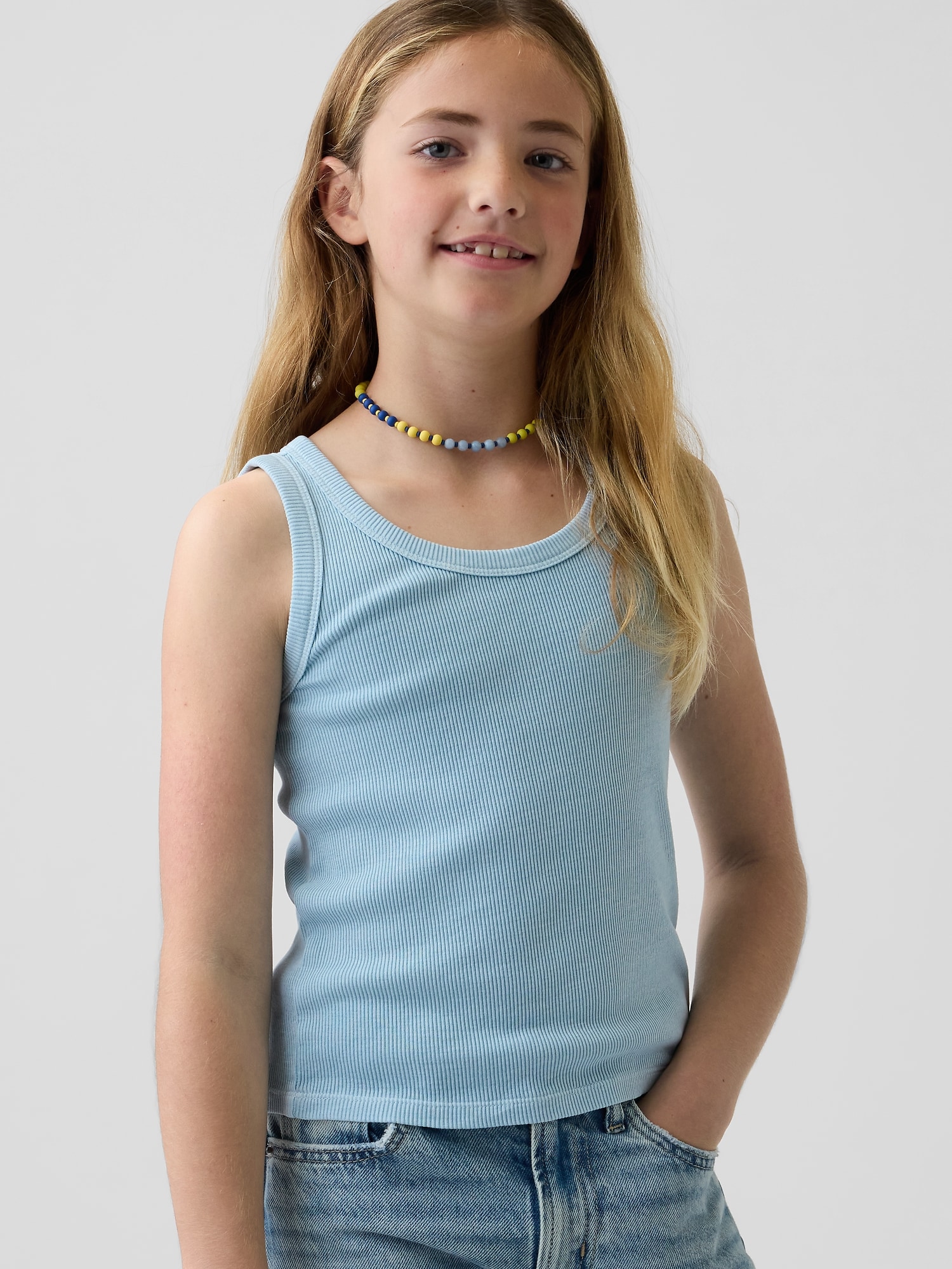 CAMISOLE CÔTELÉE À ENCOLURE DÉGAGÉE POUR ENFANT