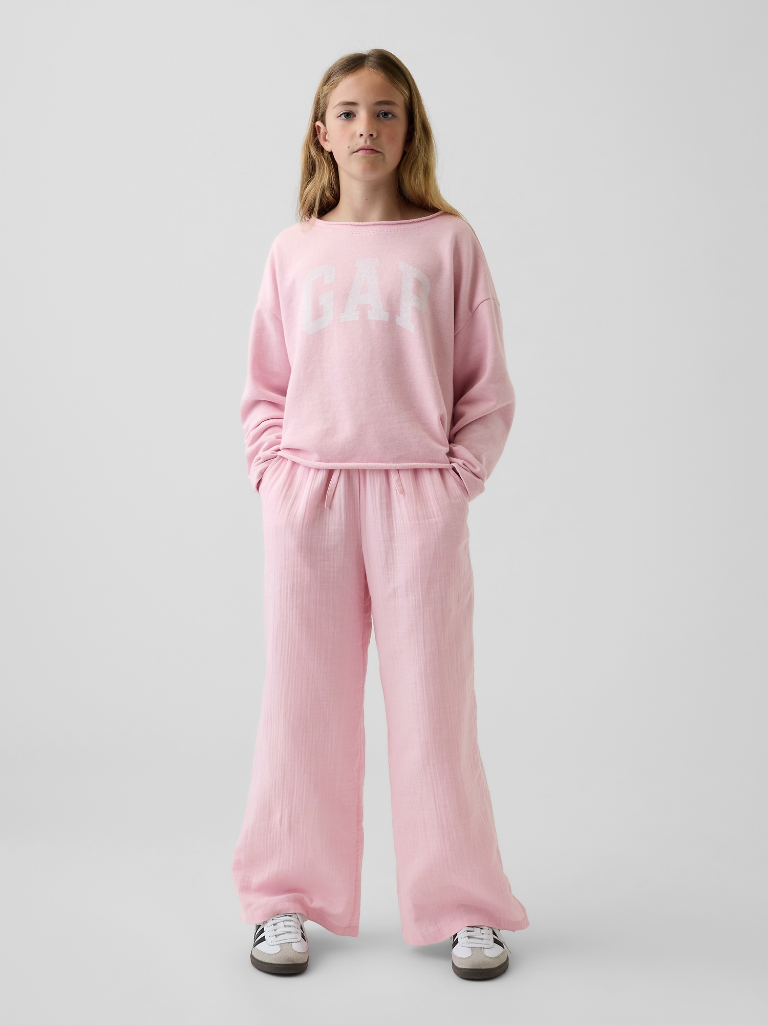 PANTALON À JAMBE LARGE EN GAZE DE COTON POUR ENFANT