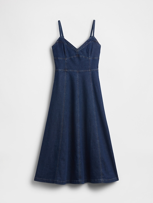 Image number 2 showing, Denim Seamed Corset Maxi Dress