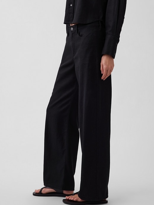 Image number 3 showing, Linen-Cotton Wide-Leg Pants