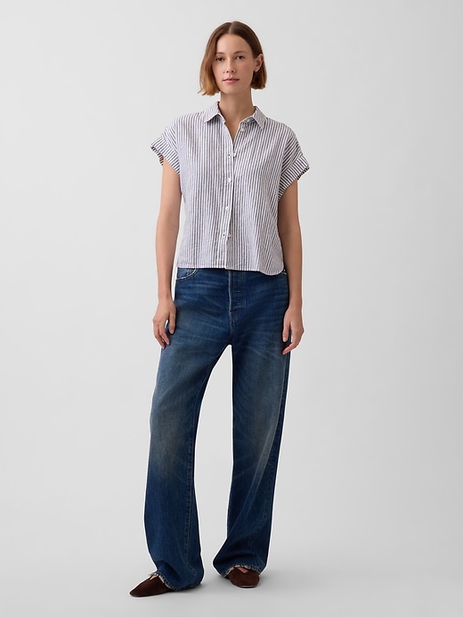 Image number 2 showing, Linen-Blend Oversized Shirt