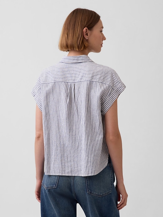 Image number 3 showing, Linen-Blend Oversized Shirt