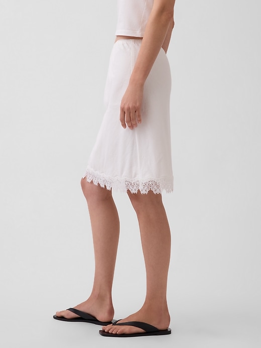 Image number 3 showing, Linen-Blend Lace-Trim Skirt