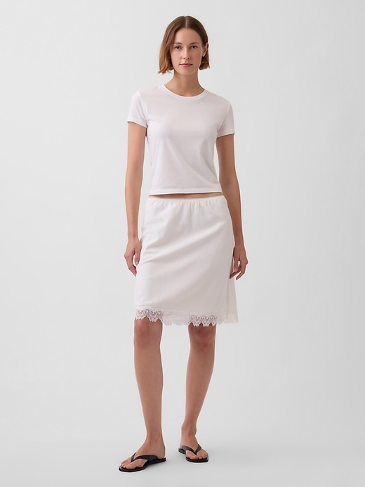 Image number 1 showing, Linen-Blend Lace-Trim Skirt