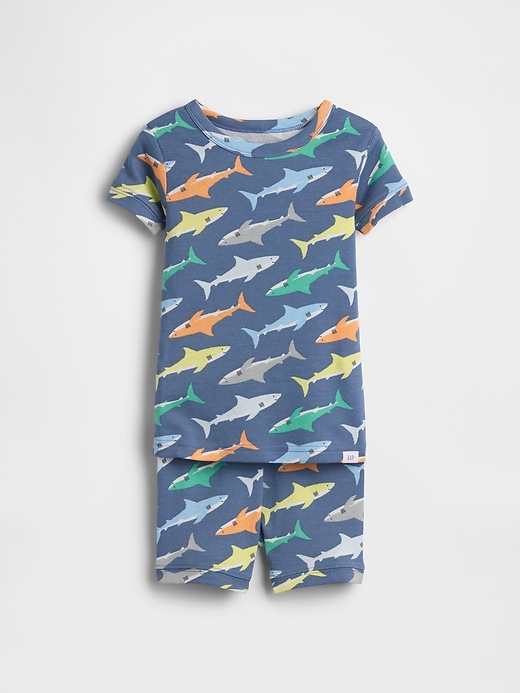 Image number 1 showing, Baby & Toddler Organic Brushed Cotton Shark PJ Short Set