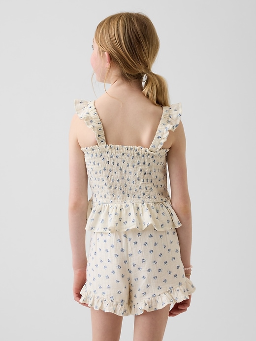 Image number 3 showing, Kids Cotton Gauze Smocked Peplum Top