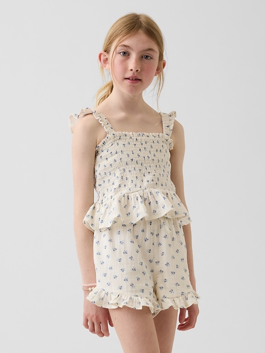 Image number 1 showing, Kids Cotton Gauze Smocked Peplum Top